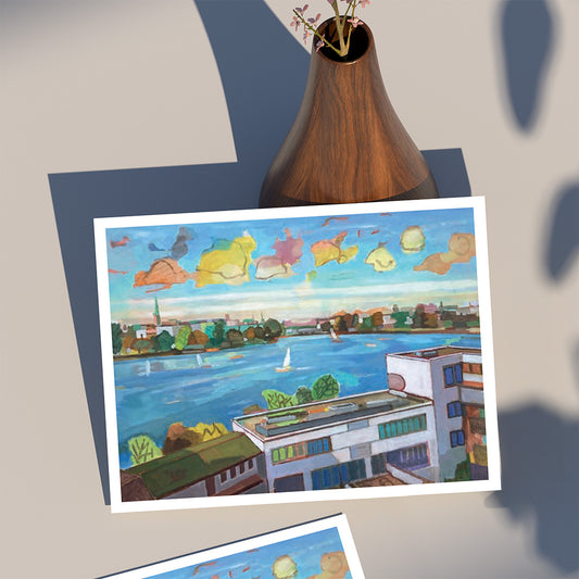 Heinz Rolefs - Alster von der Dachterasse des George aus gesehen III - 2018