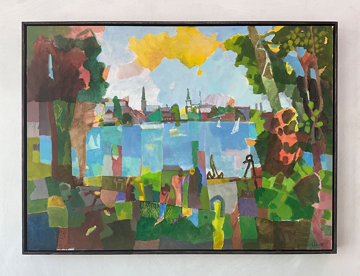 An der Alster Hamburg – Originalgemälde von Heinz Rolefs - 50 × 70 cm