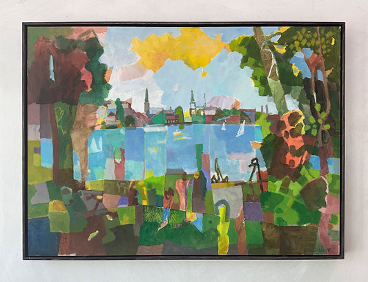 An der Alster Hamburg – Originalgemälde von Heinz Rolefs - 50 × 70 cm
